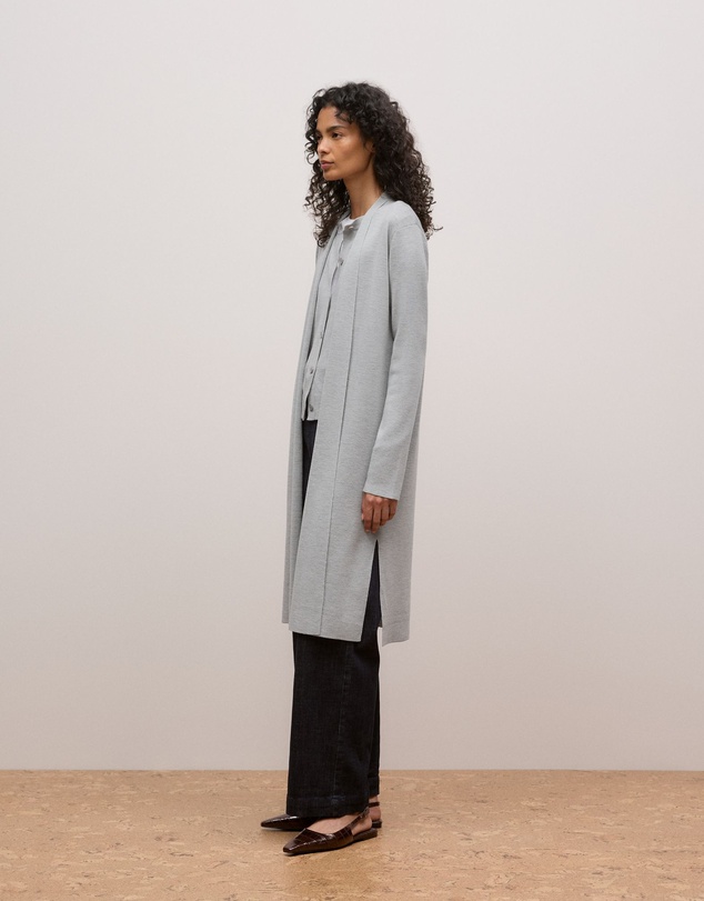 Trenery - Merino Longline Cardigan in Grey Marle