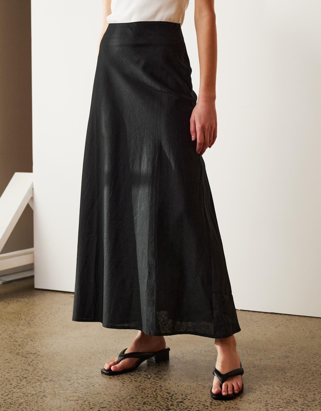 Atmos&Here - Celina Linen Blend Midi Skirt