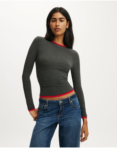 Charcoal Marle & Red Petal