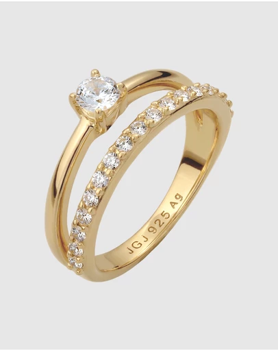 Elli Jewelry - Duet Pavé Ring in Gold-Plated 925 Silver