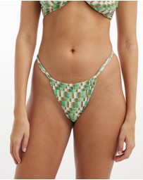 Dazie - Beach Daze Swim Geo Ruched Cheeky Bikini Bottoms