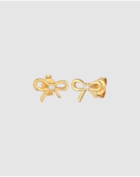 Elli Jewelry - Earrings Stud Bow Trend with Zirconia Crystals in 925 Sterling Silver Gold Plated