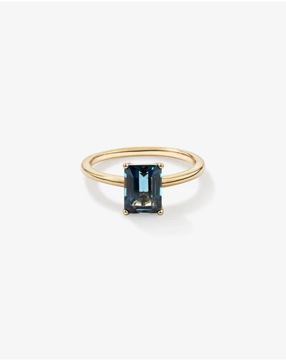Michael Hill - Emerald Cut London Blue Topaz Gemstone Solitaire Ring in 10kt Yellow Gold