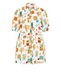 City Chic - Plus size Amore Print Mini Dress - ivory