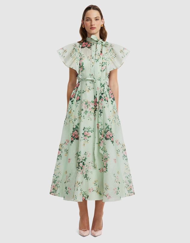 LEO LIN - Elsie Flutter Sleeve Midi Dress