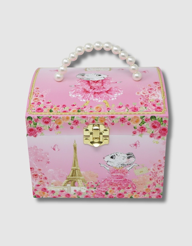 Claris The Chicest Mouse In Paris By Pink Poppy - Claris The Chicest Mouse in Paris Pearl Musical Jewellery Box