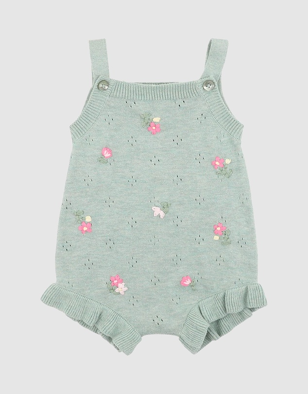 Bebe by Minihaha - Chelsea Organic Hand Emb. Knit Bodysuit - Babies