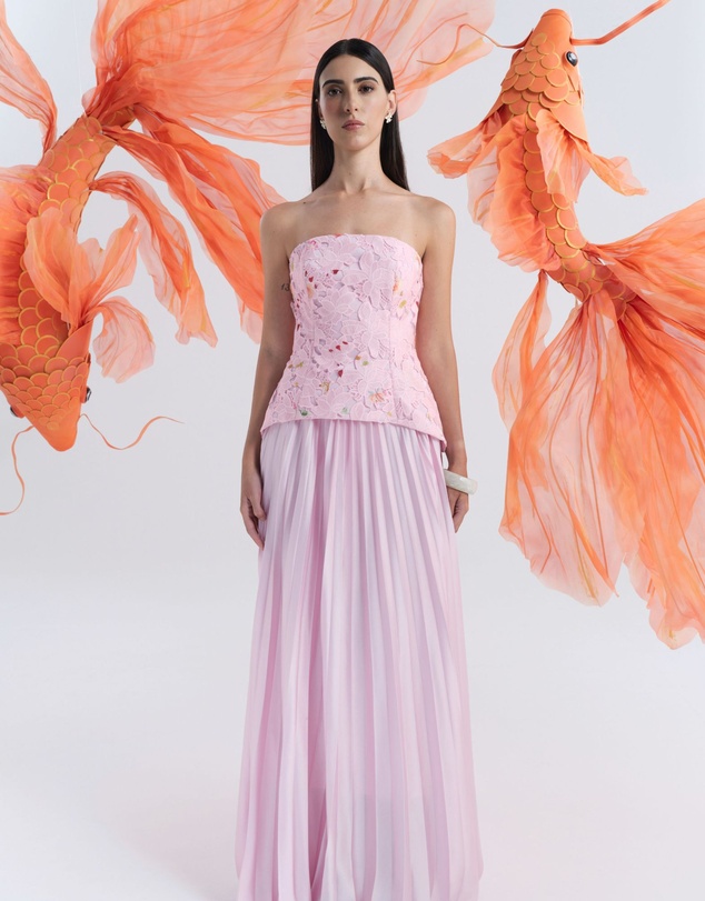 JUSTIN TONG - Cascade Pleated Gown