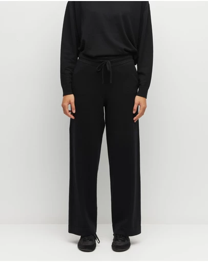 JH Lounge - JHL Wide Trackpant (Cotton Cashmere) Black