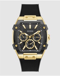 GUESS - GUESS Phoenix Mens Black Gold Tone Multi-function Watch