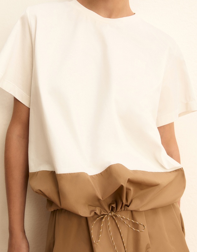 Emme - Camel Contrast Taffeta Top