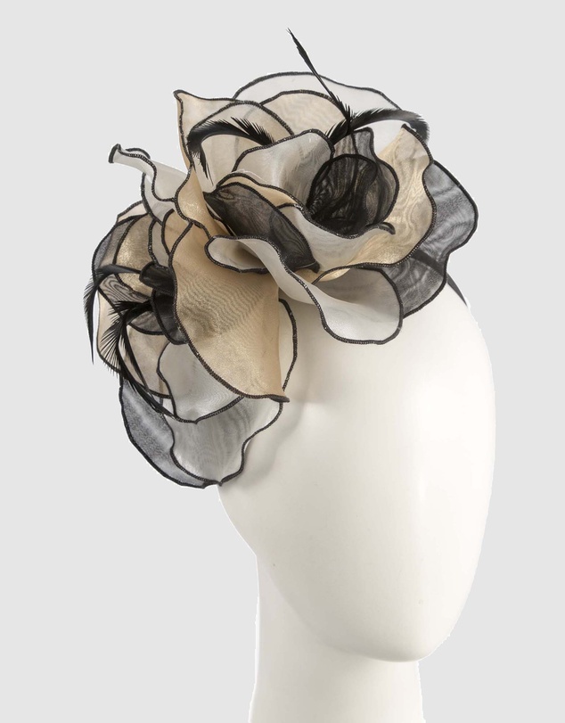 Max Alexander - Nude Black Organza Flower Fascinator