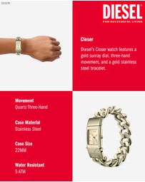 Diesel - Closer Gold Tone Analogue Watch