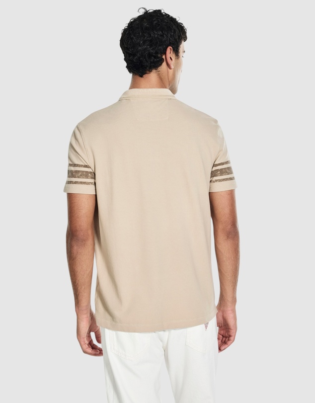 GUESS - Short Sleeve Washed Printed Polo Shirt