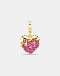 Swarovski - Idyllia Charm, Round Cut, Heart, Pink, Gold-tone Plated