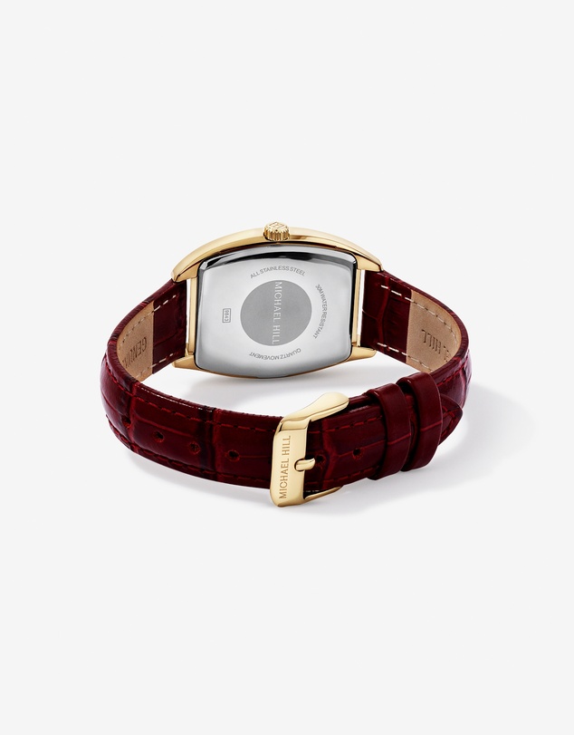 Michael Hill - Gold-Tone Lunar New Year Watch with Red Leather Strap