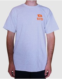 KFD - Kfd Boom Men Logo Cotton Tshirt Relaxed Fit Crew Neck Grey/Orange