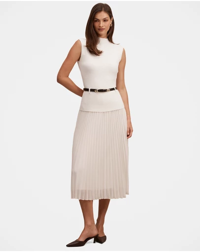 Forever New - Lorelei Woven Mixed Midi Dress