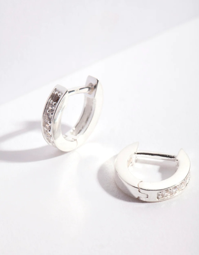 Lovisa - Sterling Silver Cubic Zirconia Huggie Earrings