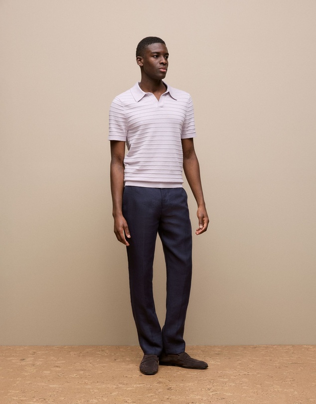 Trenery - Cotton Silk Textured Polo in Orchid