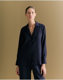 Trenery - Rope Stripe Long Sleeve Shirt in Navy