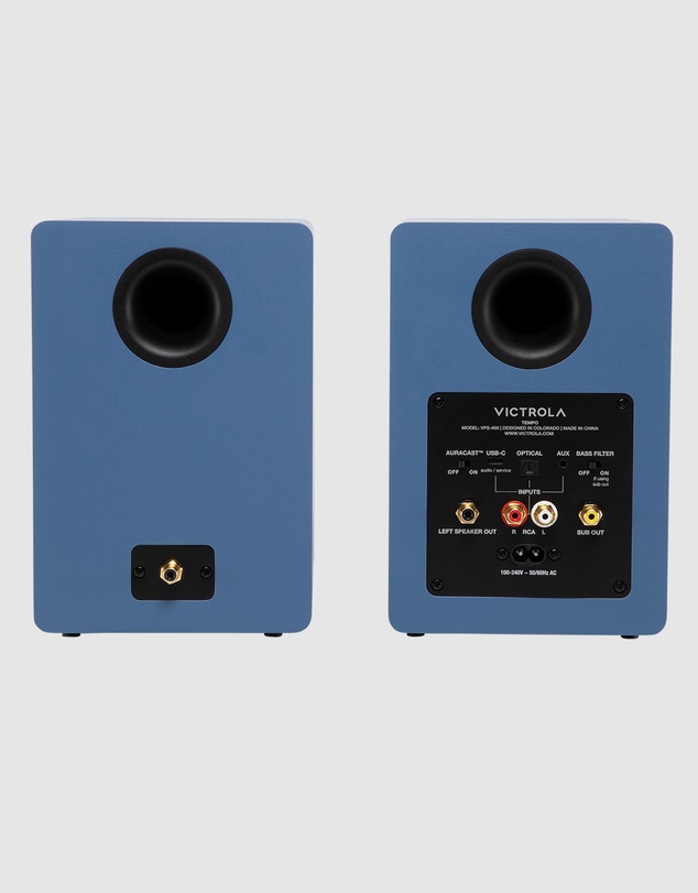 Victrola - Victrola Tempo Bookshelf Speakers - Blue