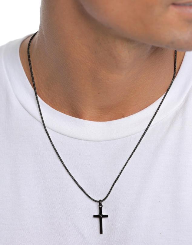 Kuzzoi - ICONIC EXCLUSIVE - Cross Pendant Necklace in Oxidised 925 Sterling Silver