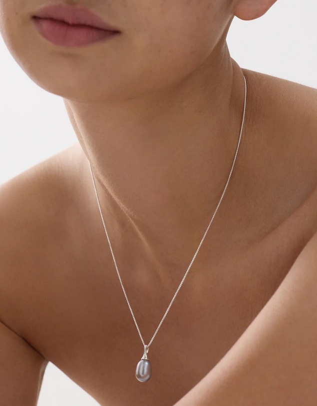 Najo - Isla Silver Pearl (Grey) Necklace