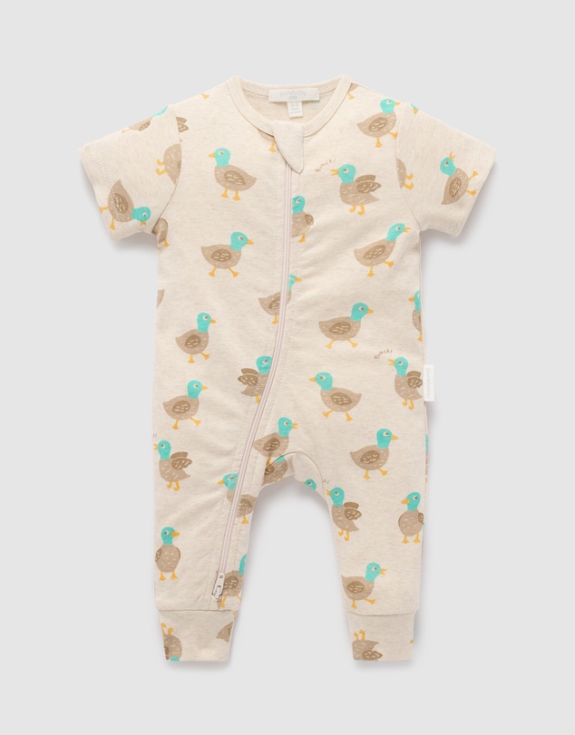 Purebaby - Rib S/Sleeve Growsuit-Babies