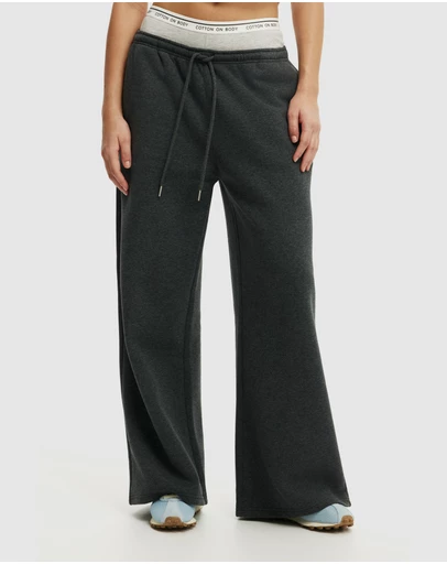 Cotton On Body Active - Plush Tie Waist Wide Leg Sweatpants