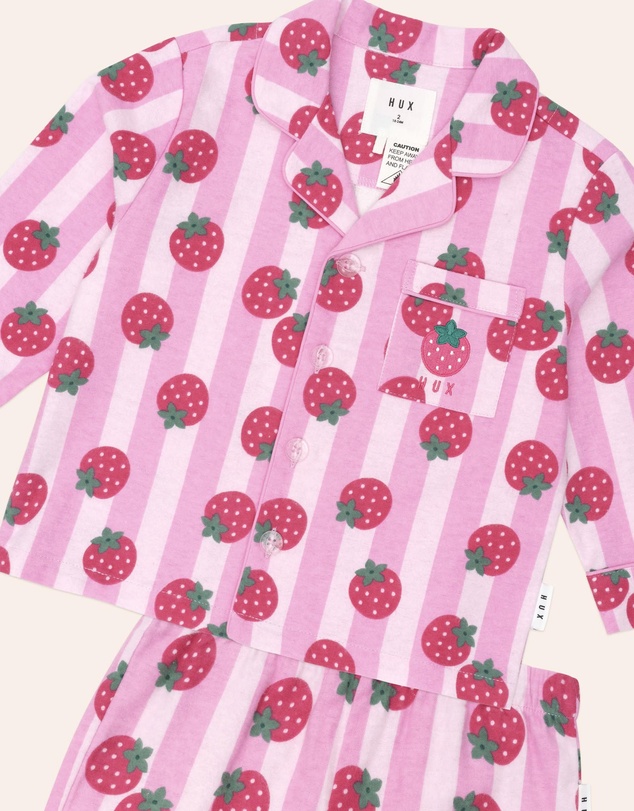 Huxbaby - Strawberry Fields Forever Stripe Flannel PJ - Babies-Kids