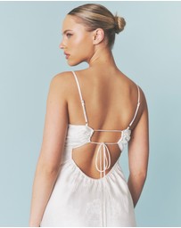 Six Stories - Floral Satin Jacquard Strappy Maxi Dress