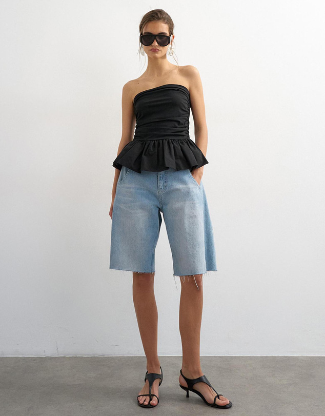 TOPSHOP - Camilla Peplum Bandeau Top Jrs