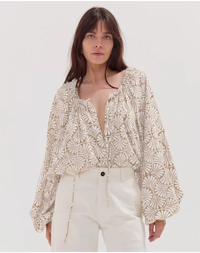 Cloth & Co. - The Block Print Blouse | Stone
