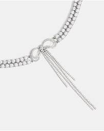 Self Portrait - Double Crystal Bow Choker