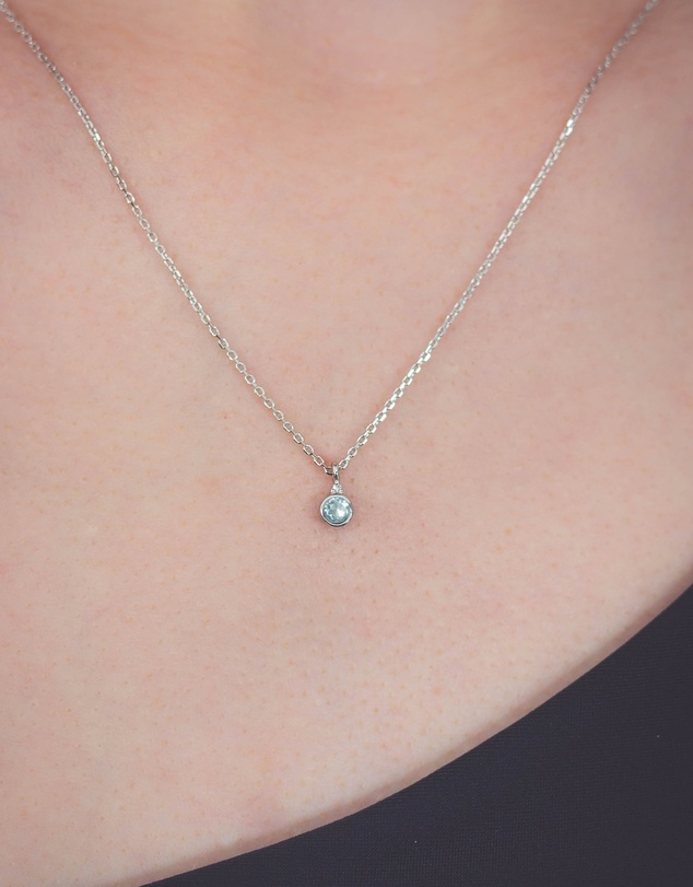 Georgini - Natural Aquamarine And Diamond March Silver Pendant