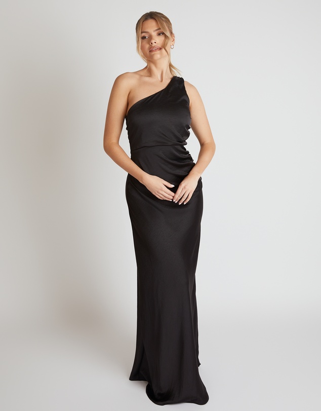 Six Stories - One Shoulder Satin Ruched Bridesmaid Dress