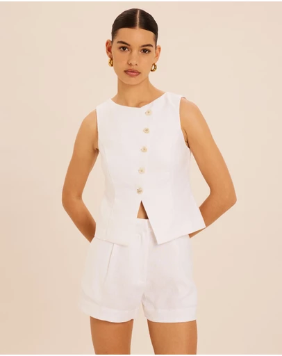 AERE - Linen Asymmetric Crew Neck Vest