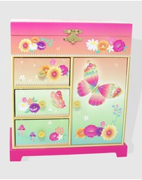 Pink Poppy - Rainbow Butterfly Large Music Box
