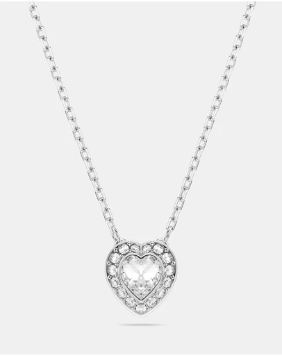 Swarovski - Ariana Grande x Swarovski pendant, Mixed cuts, Heart, White, Rhodium plated