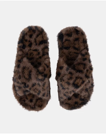 Hunkemoller - Kate Fake Fur Crossed Slides