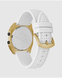 Maxum - Raglan Tide Watch – Gold Case, Black Dial & White Silicone Strap