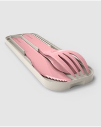Monbento - Monbento Mb Pocket Plastic Cutlery Set - Colour Pink Blush