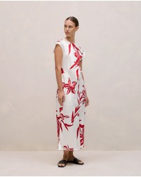 Trenery - Wild Iris Twist Front Column Dress in White