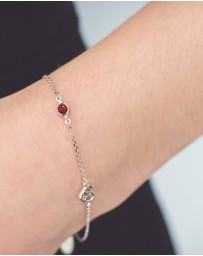 Georgini - Natural Ruby And Two Natural Diamond July Silver Bracelet