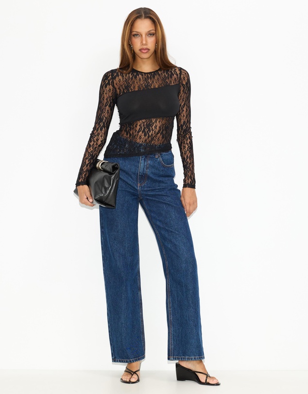 Dazie - Spotlight Lace Long Sleeve Top