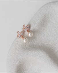 The White Collection - Lola - Delicate Rose Gold Pearl Bridal Earrings