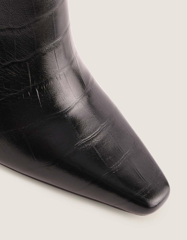 Shelly Shen - Calista Heel Ankle Boots Black Croc