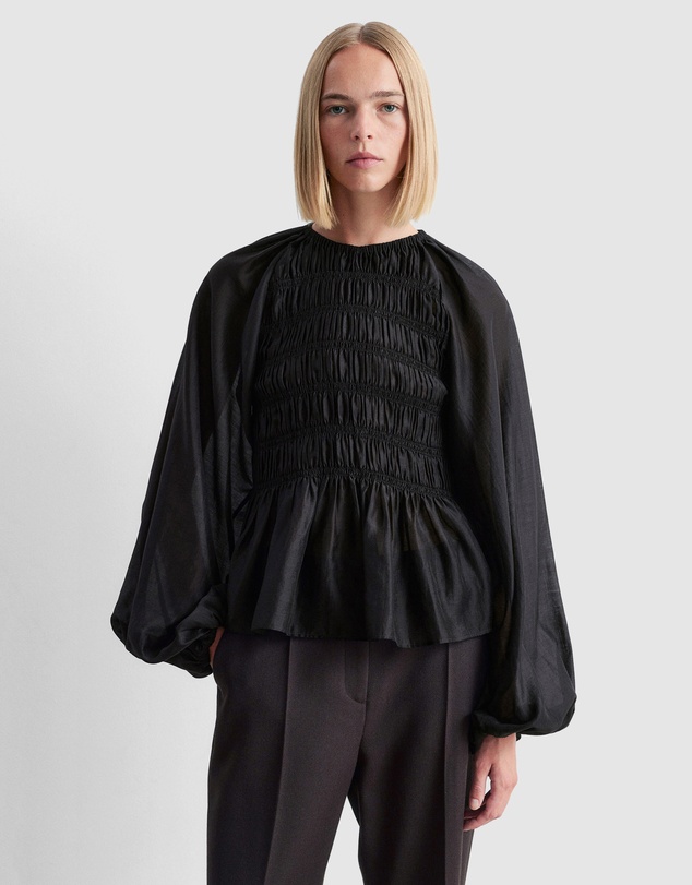 & Other Stories - Balloon-Sleeve Smocked Blouse