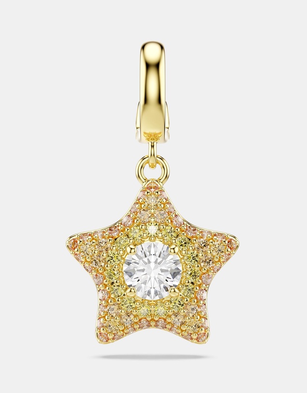Swarovski - Sublima Charm, Round Cut, Star, Yellow, 18K Gold Finish